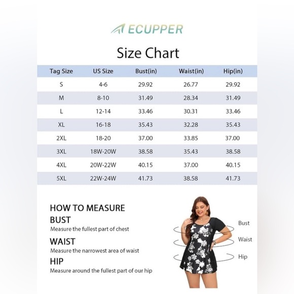 NWT ECUPPER One Piece Shaping Swim Dress Medium - Picture 6 of 9